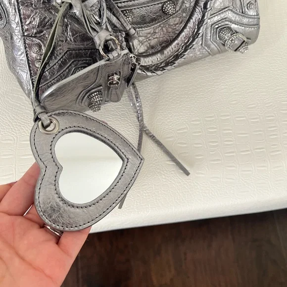 Balenciaga Neo Cagole City Bag Leather with Crystals XS - Metallic Silver - Picture 3 of 16